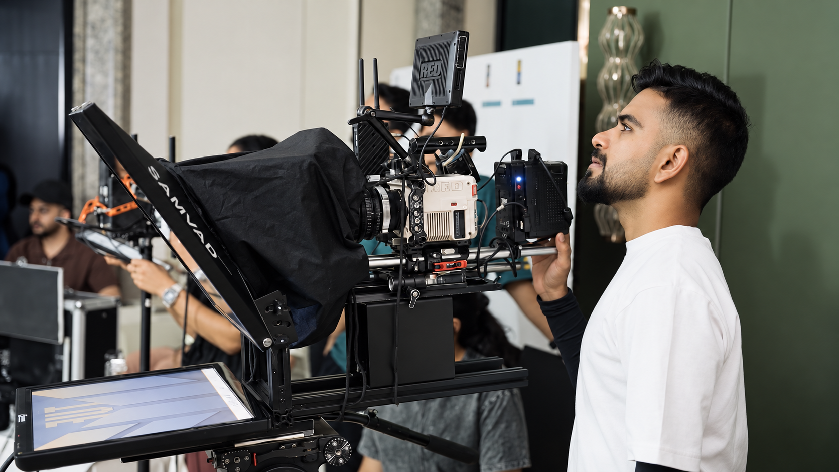 Behind the scenes on set